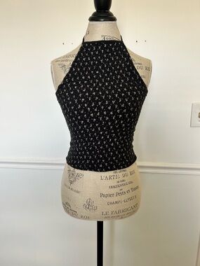 American Eagle Outfitters Black Smocked Halter Top